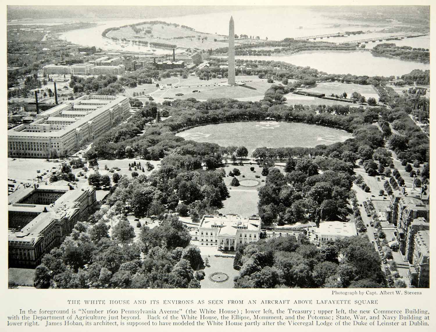 1931 Print White House Washington D.C. Monument Lafayette Square Aerial NGM8