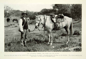 1922 Print Camargue Cowboy Horse Outfit Costume Steed Hat Historical Image NGM8