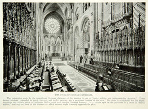 1922 Print Durham Cathedral England Interior Choir Norman Historical Church NGM8