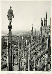 1922 Print Cathedral Milan Italy Spires Marble Historical Structure Image NGM8