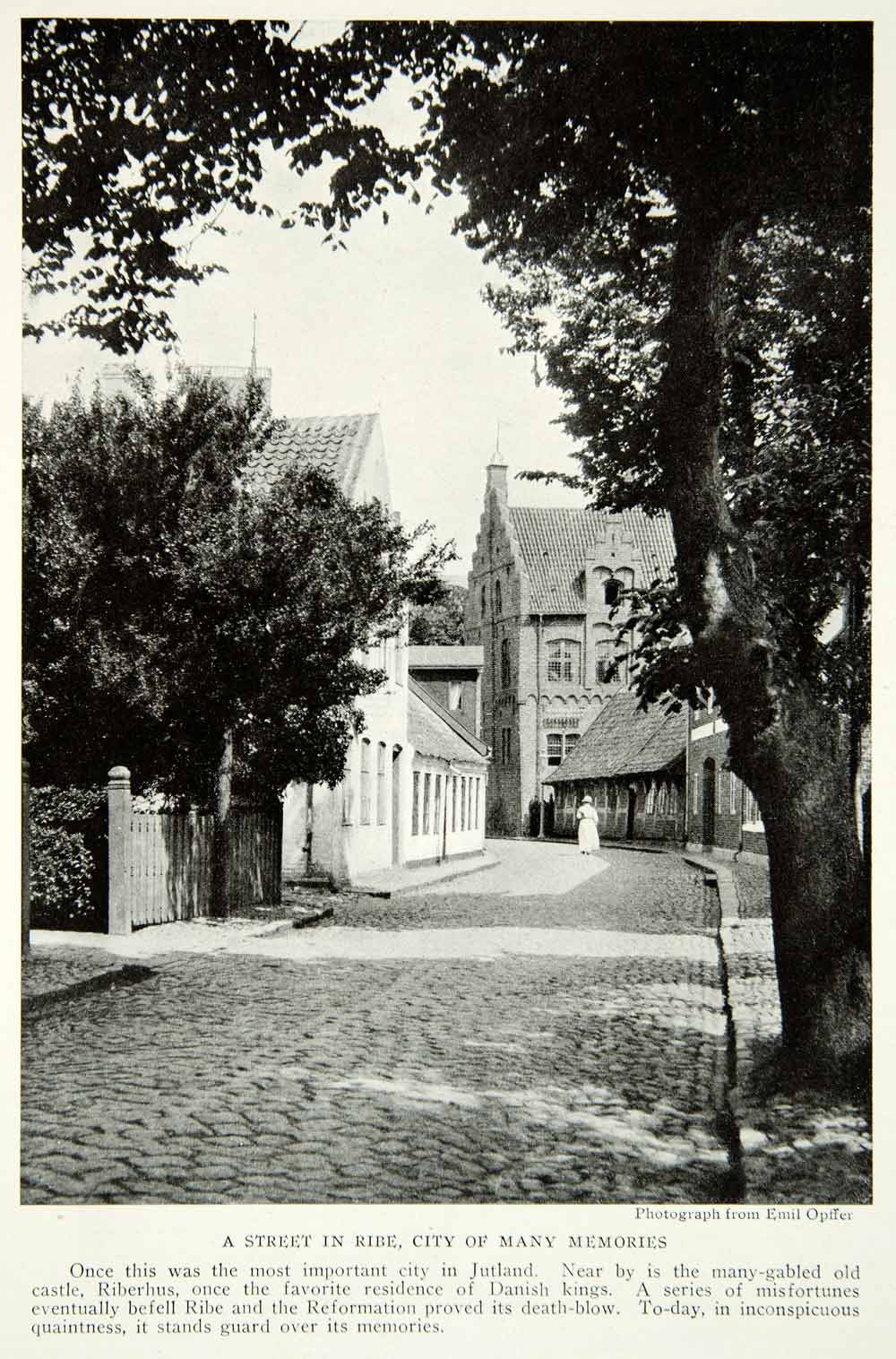1922 Print Ribe City Denmark Danish Town Ancient Street View Historical NGM8