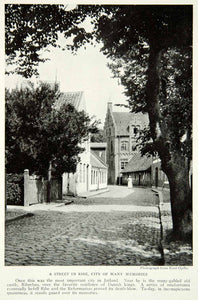 1922 Print Ribe City Denmark Danish Town Ancient Street View Historical NGM8