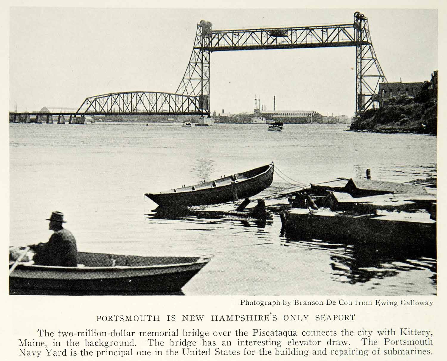 1931 Print Portsmouth New Hampshire Seaport Harbor Dock Shipping Historical NGM8