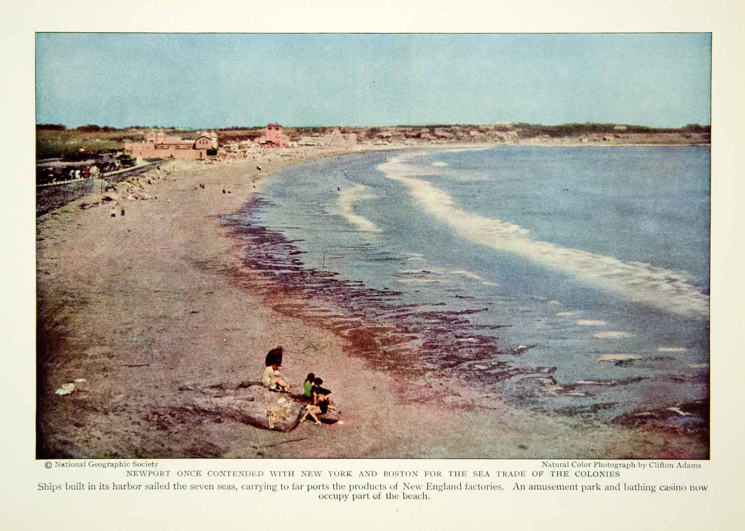 1931 Color Print Newport Rhode Island Sea Beach Trade Historical Image NGM8