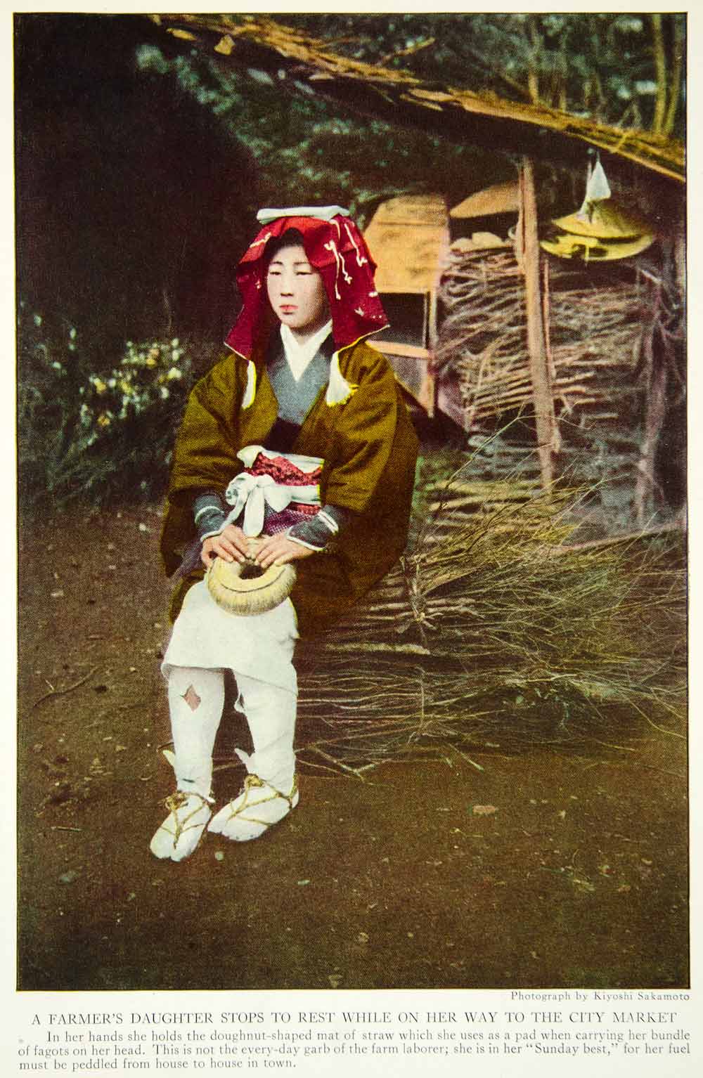 1922 Color Print Costume Garb Dress Japanese Girl Woman Historical Image NGM8