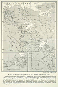 1931 Print Map Alexander Mackenzie Trail Arctic Explorer Historical Image NGM8