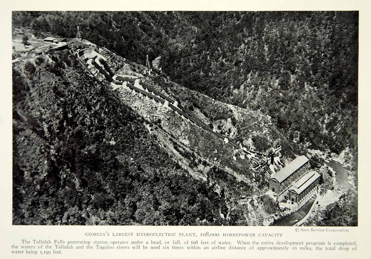 1926 Print Tallulah Falls Hydroelectric Plant Generating Station Georgia NGM9