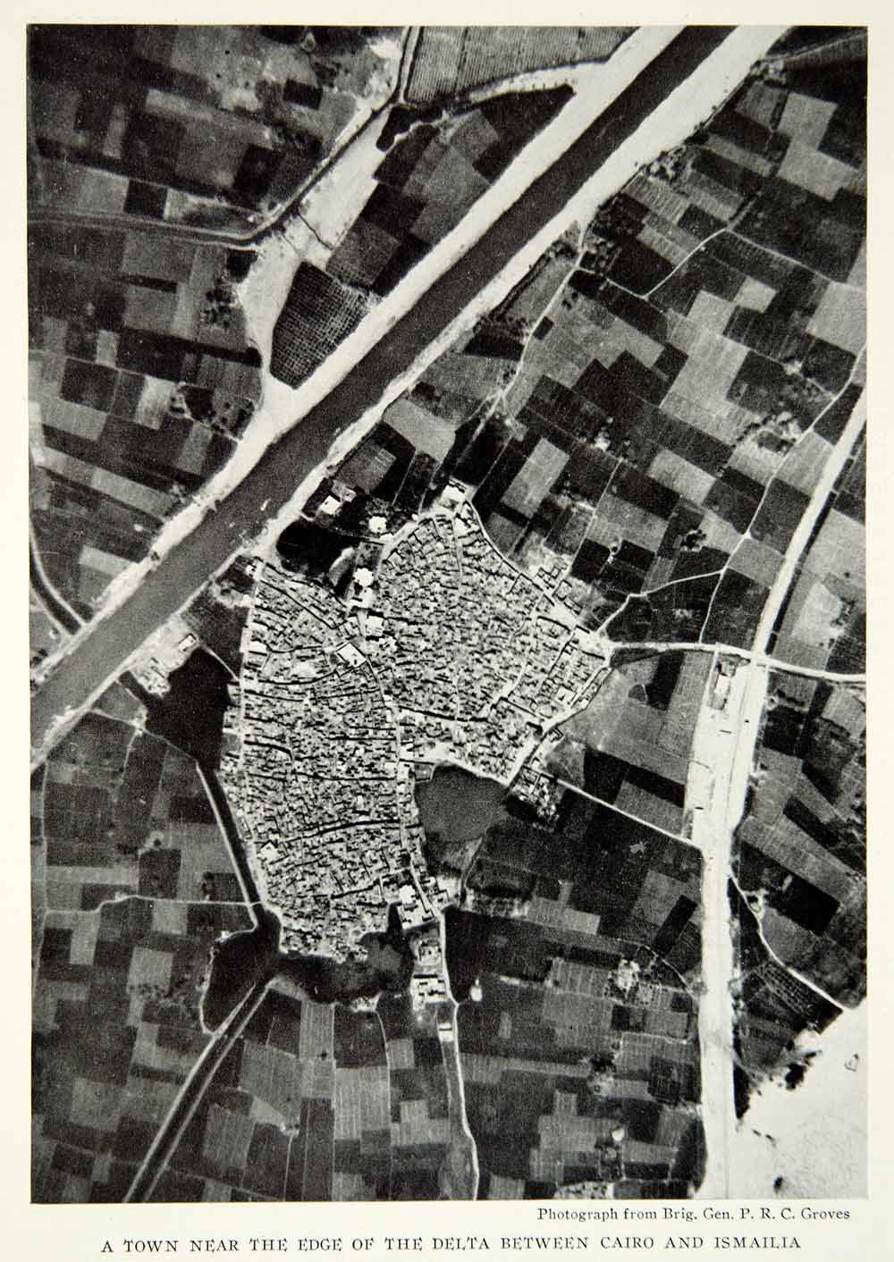 1926 Print Aerial View Town Cairo Ismailia Egypt Historical Image Delta NGM9