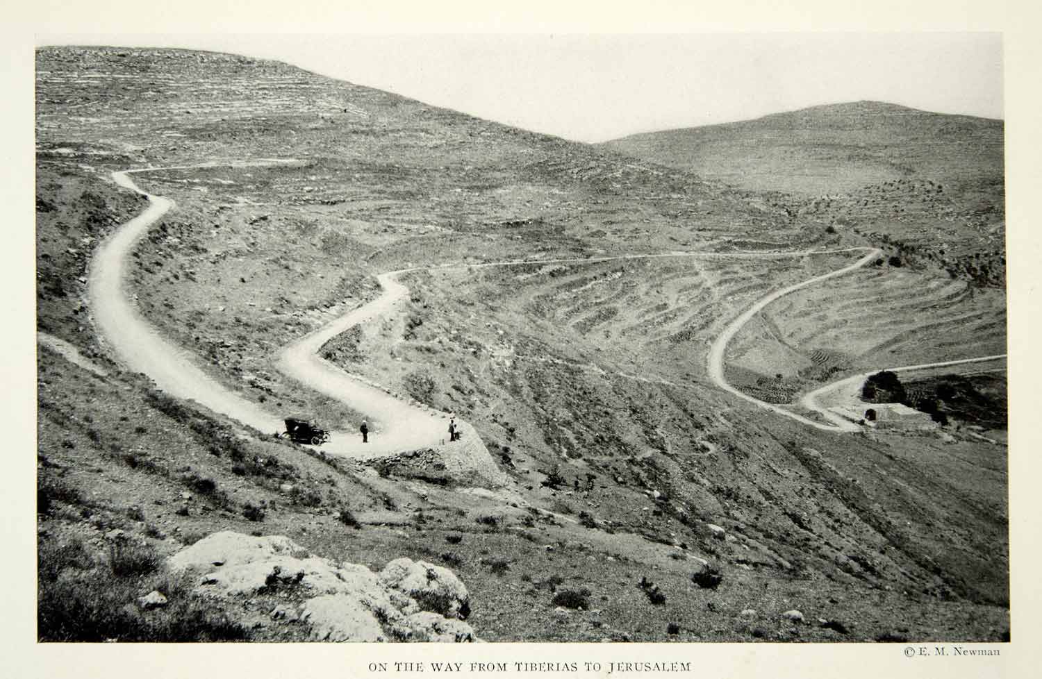 1926 Print Road Jerusalem Tiberias Israel Landscape Path Historical Image NGM9