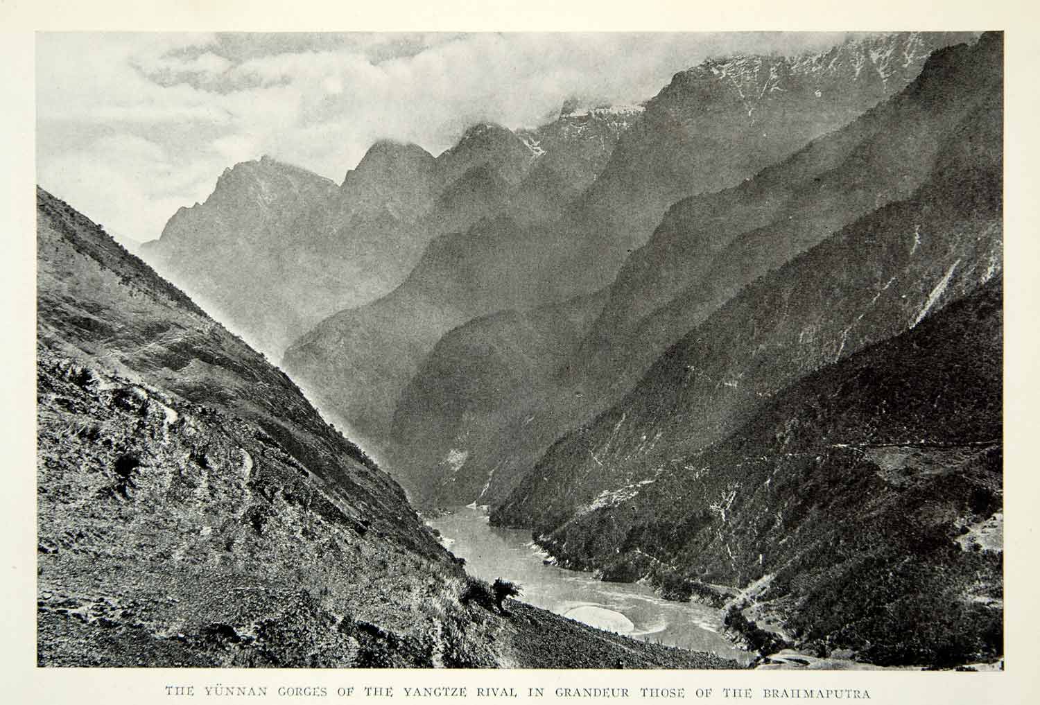 1926 Print Yunnan Gorge Yangtze River China Landscape Mountains Historical NGM9