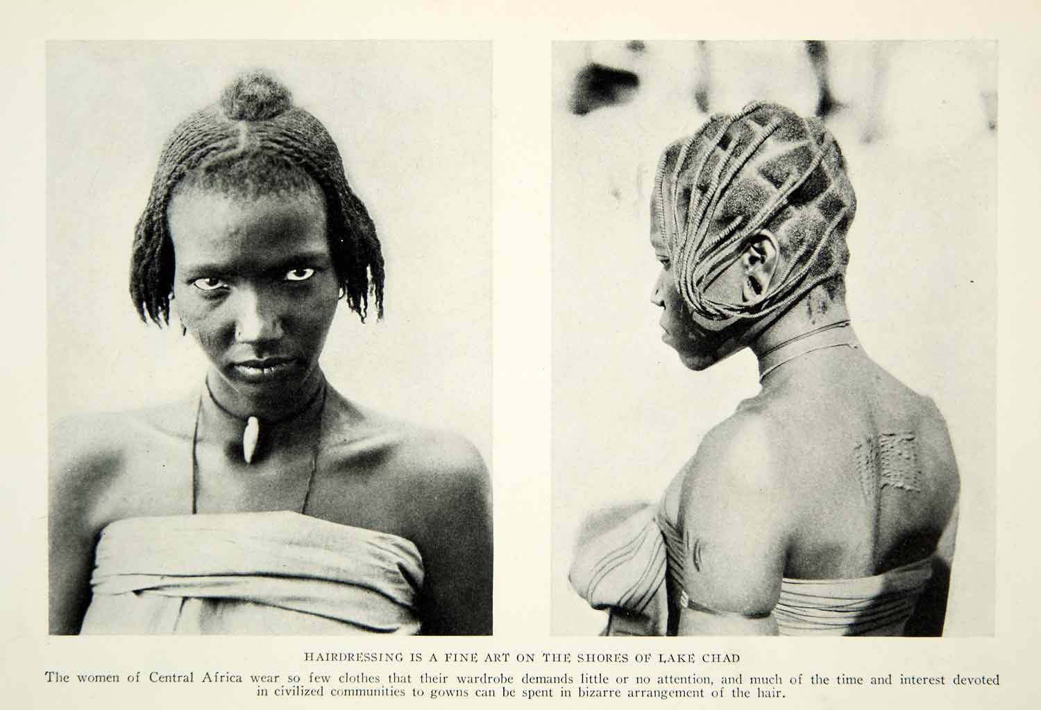 1926 Print Hairdressing Native Culture Ethnic Lake Chad African Garb Image NGM9