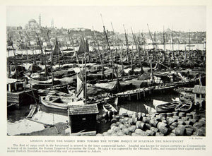 1932 Print Constantinople Istanbul Docks Ships Harbor Mosque Suleiman Image NGM9