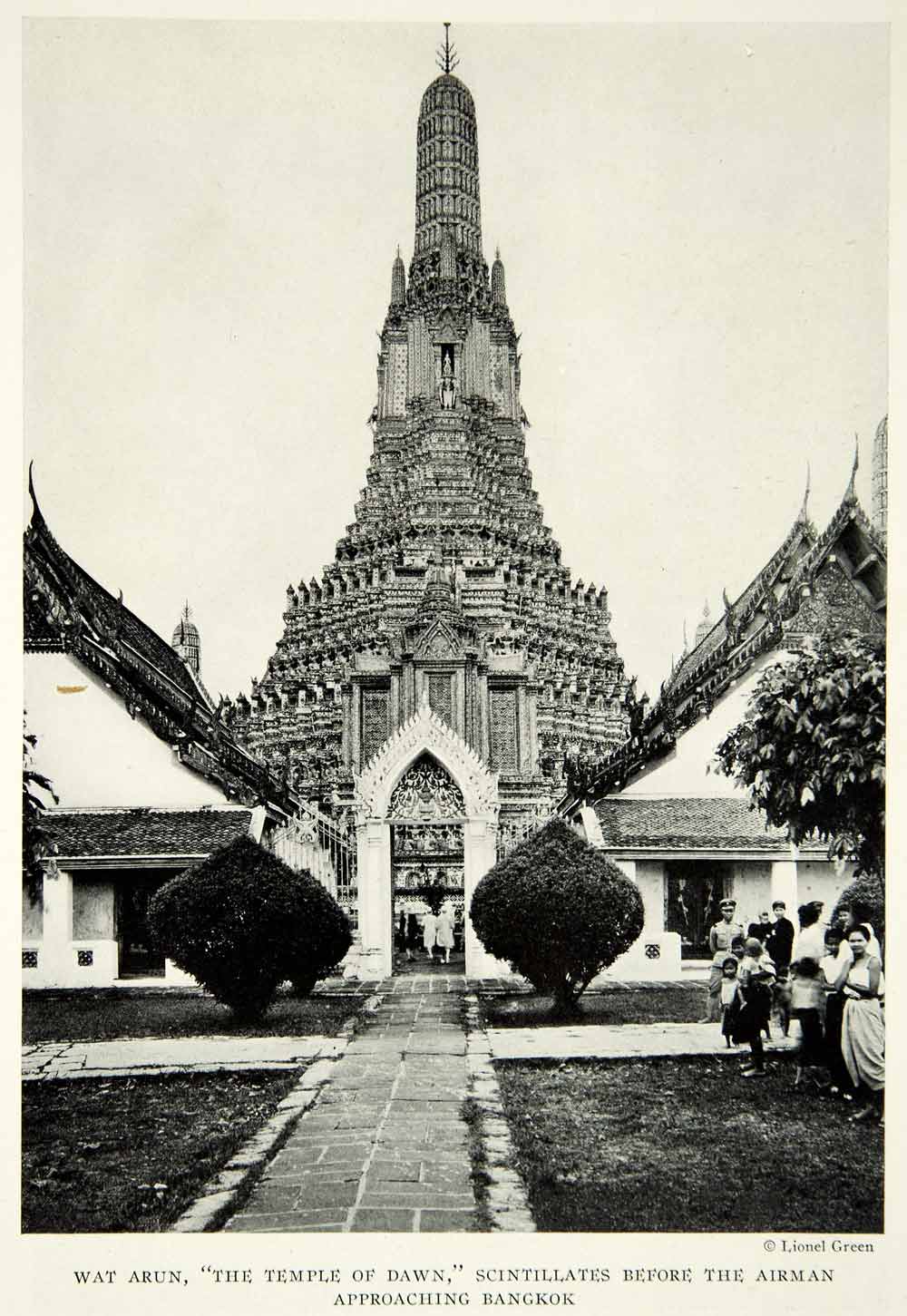 1932 Print Temple Dawn Wat Vat Arun Bangkok Thailand Religious Historic NGM9