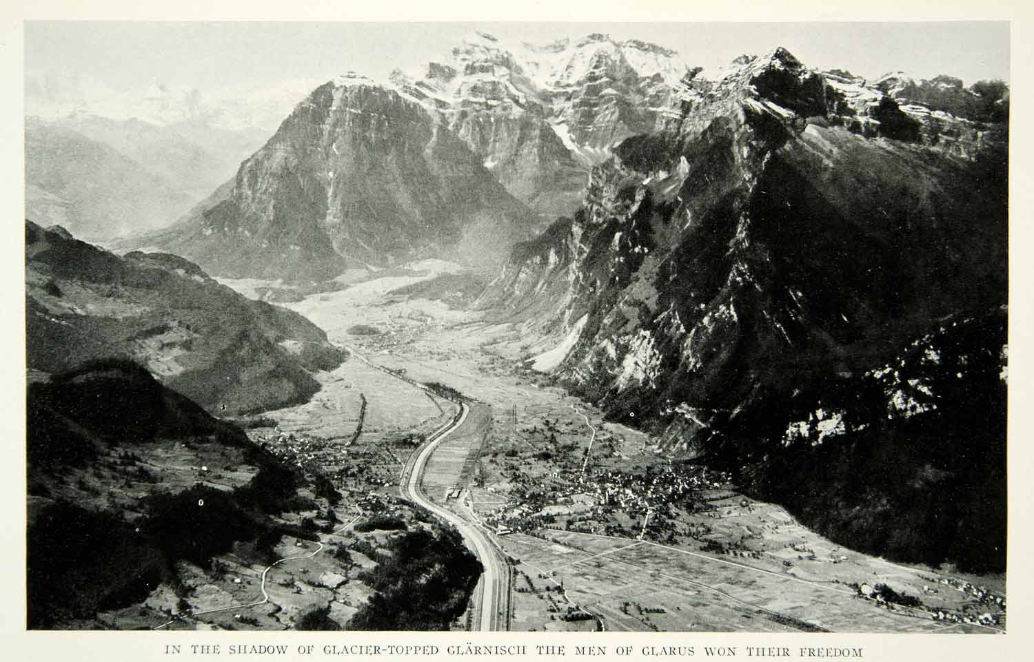 1932 Print Glarnisch Mountain Glarus Alps Switzerland Aerial View Historic NGM9