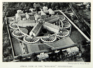 1932 Print Ring Ring Penetentiary Aerial View Architecture Prison Historic NGM9
