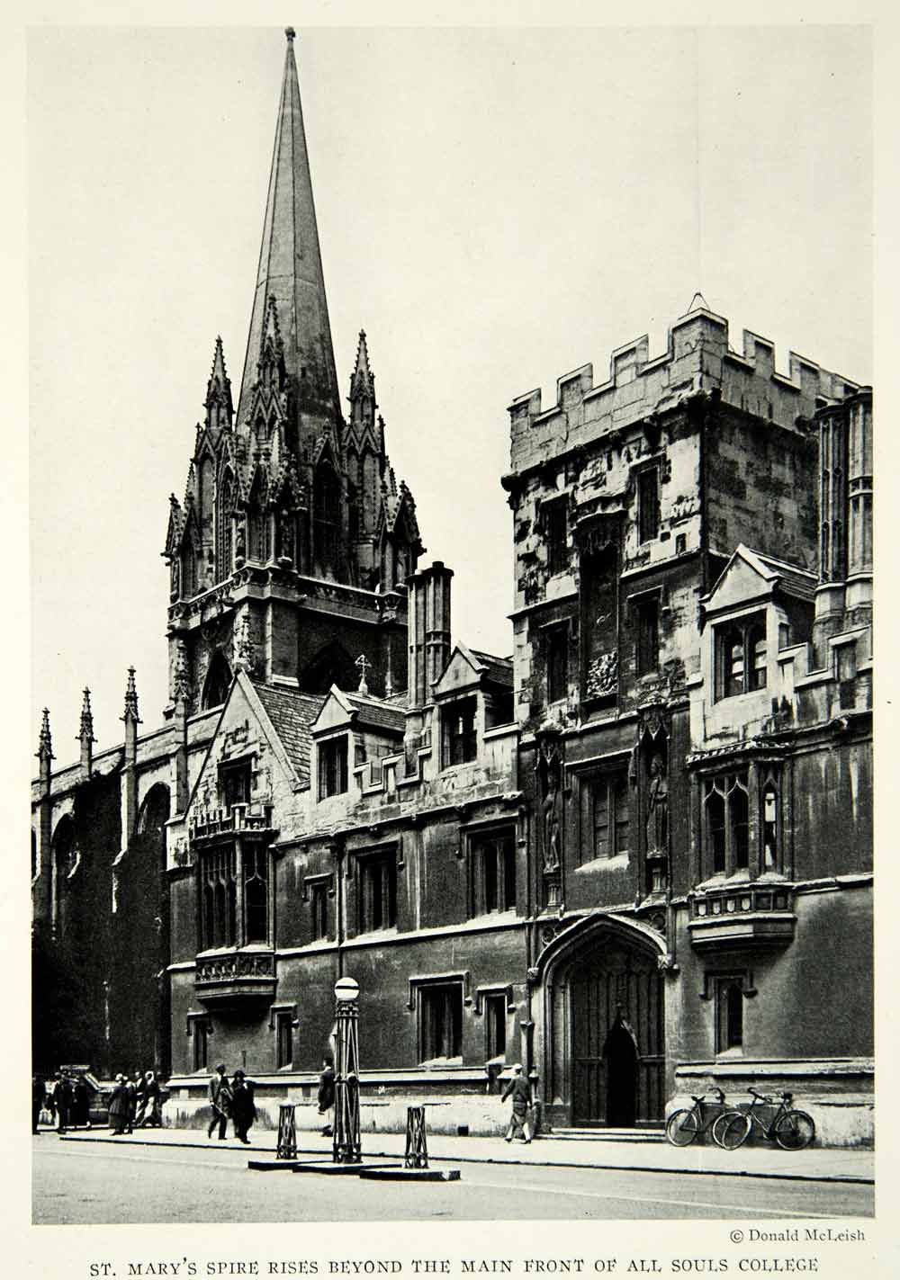 1929 Print Saint Mary's Spire All Souls College Oxfordshire Historical View NGM9