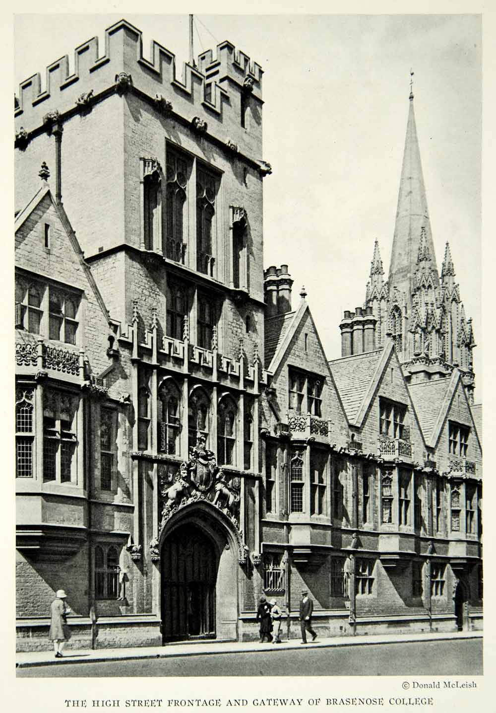1929 Print Oxford University Brasenose College Gateway Front England Image NGM9