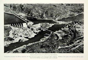 1929 Print Saguenay River Quebec Dam Power Plant Bridge Aerial View Image NGM9