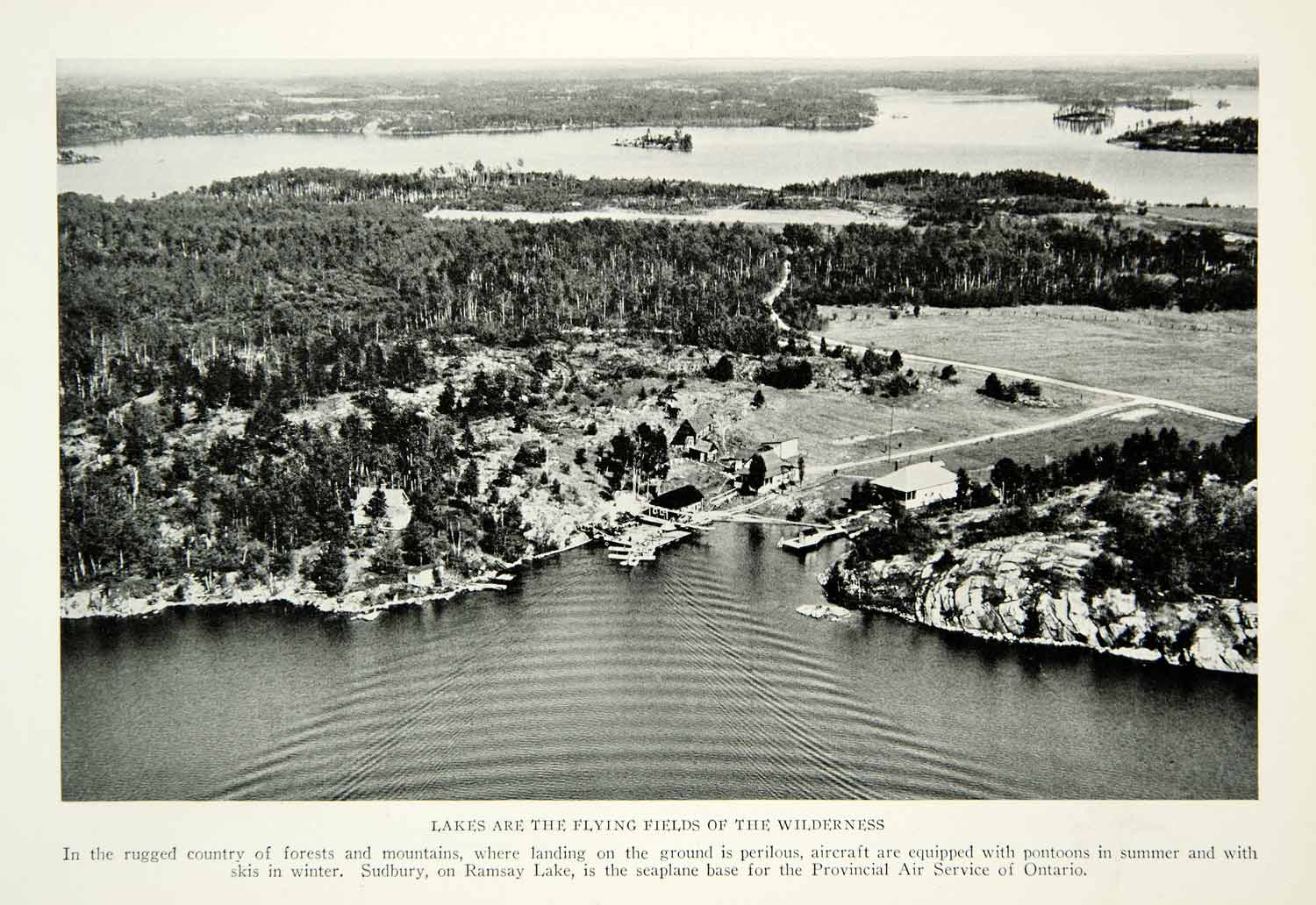 1929 Print Sudbury Ramsey Lake Ontario Canada Seaplane Headquarters Image NGM9