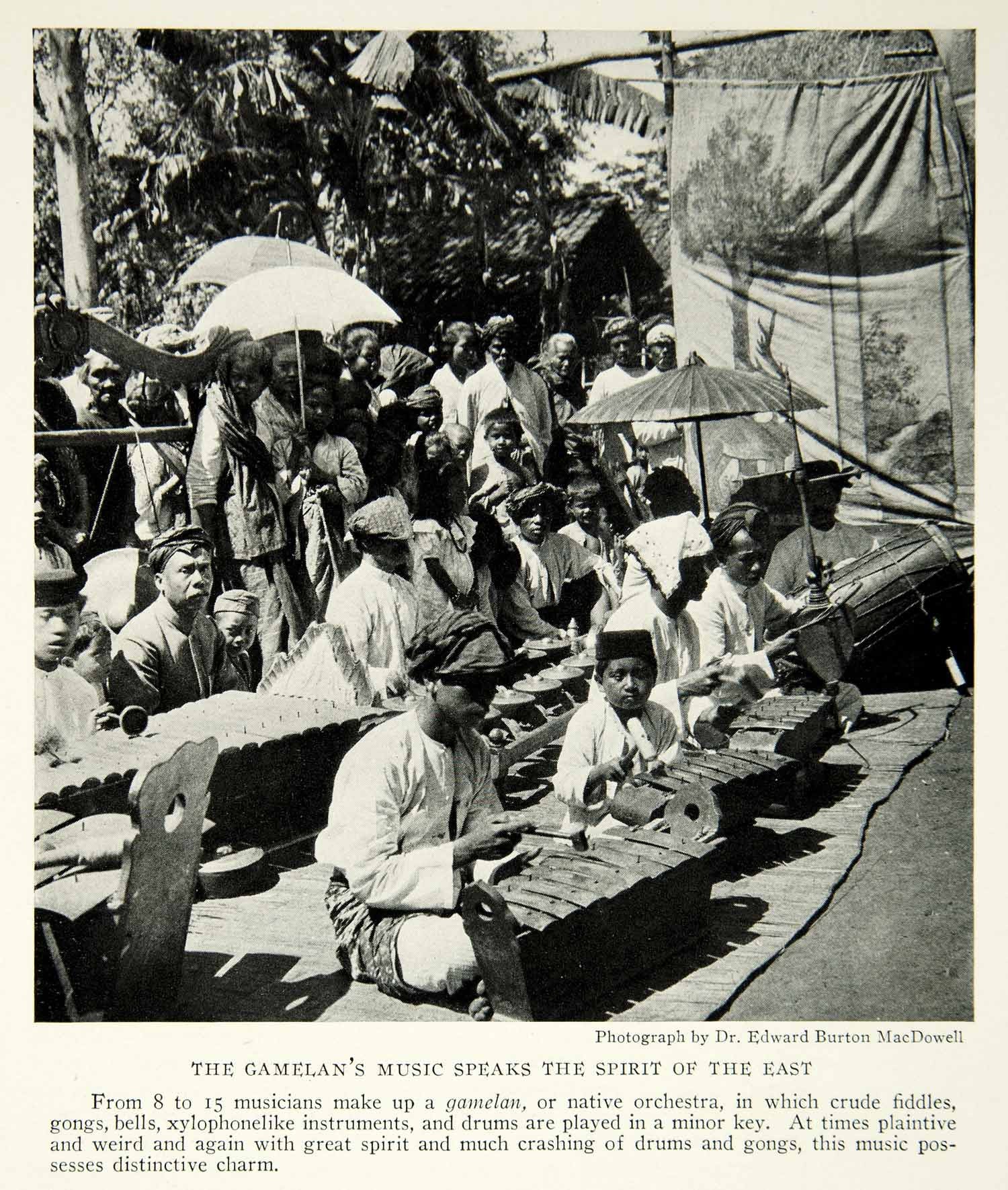 1929 Print Gamelan Instruments Orchestra Native Java Indonesia Historical NGM9 - Period Paper
