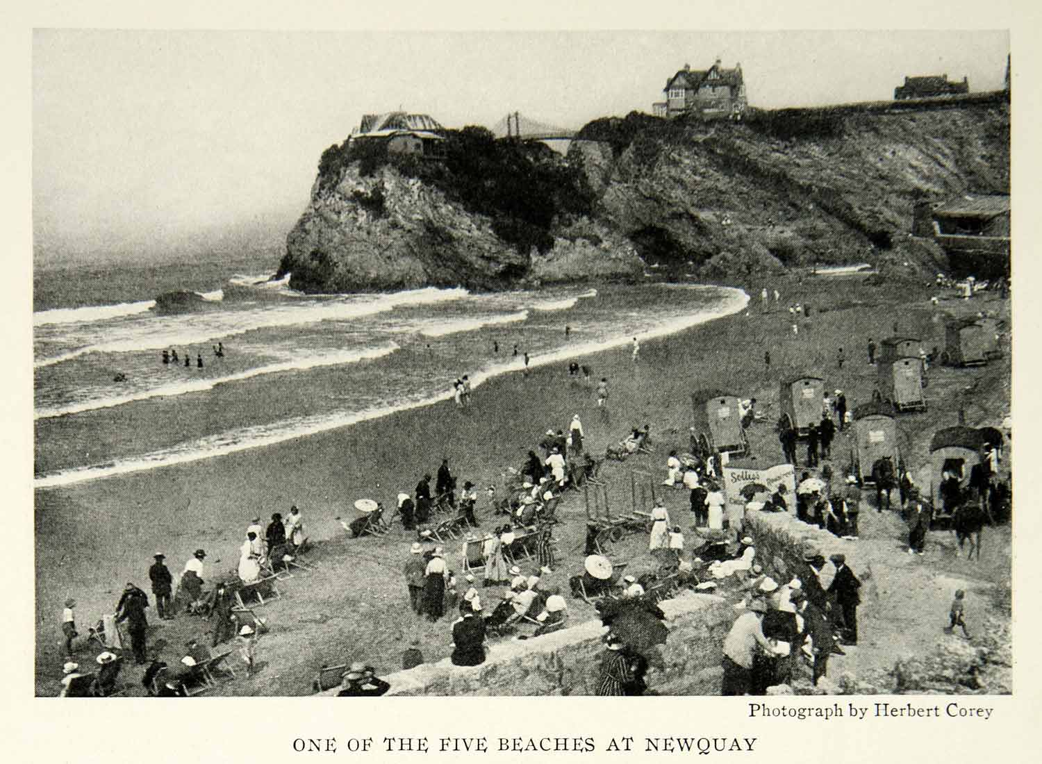1924 Print Newquay Beach Cornwall England Coast Shore Historical Image View NGM9
