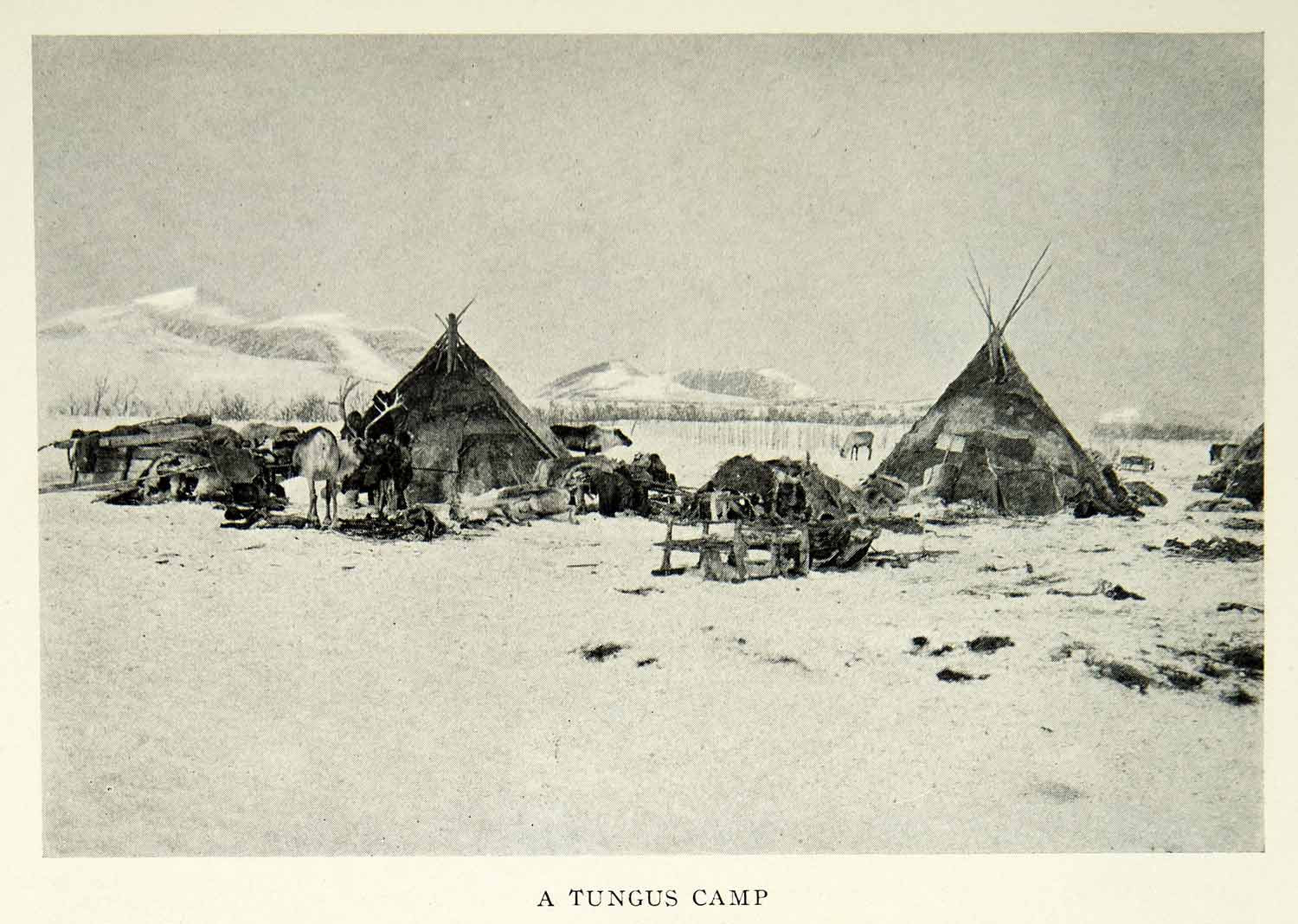 1924 Print Tungus Tribe Camp Home Siberia Russia Historical Image Landscape NGM9