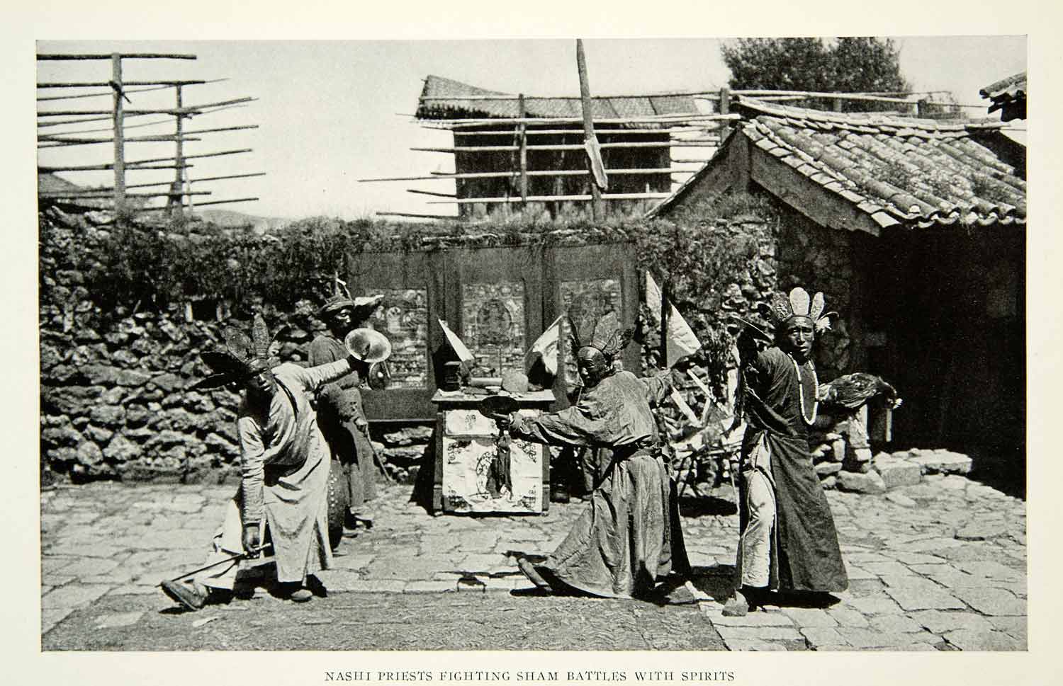 1924 Print Nashi Priests China Battle Spirits Chicken Warrior Historical NGM9