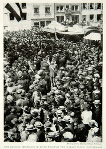1924 Print Echternach Luxembourg Dancing Procession Parade Celebration City NGM9