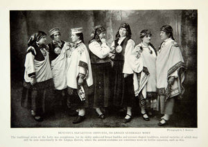 1924 Print Lettish Costumes Traditional Dress Latvia Garb Historical Image NGM9