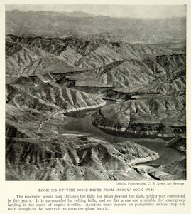 1924 Print Boise River Arrow Rock Damn Idaho Aerial View Historical Image NGM9