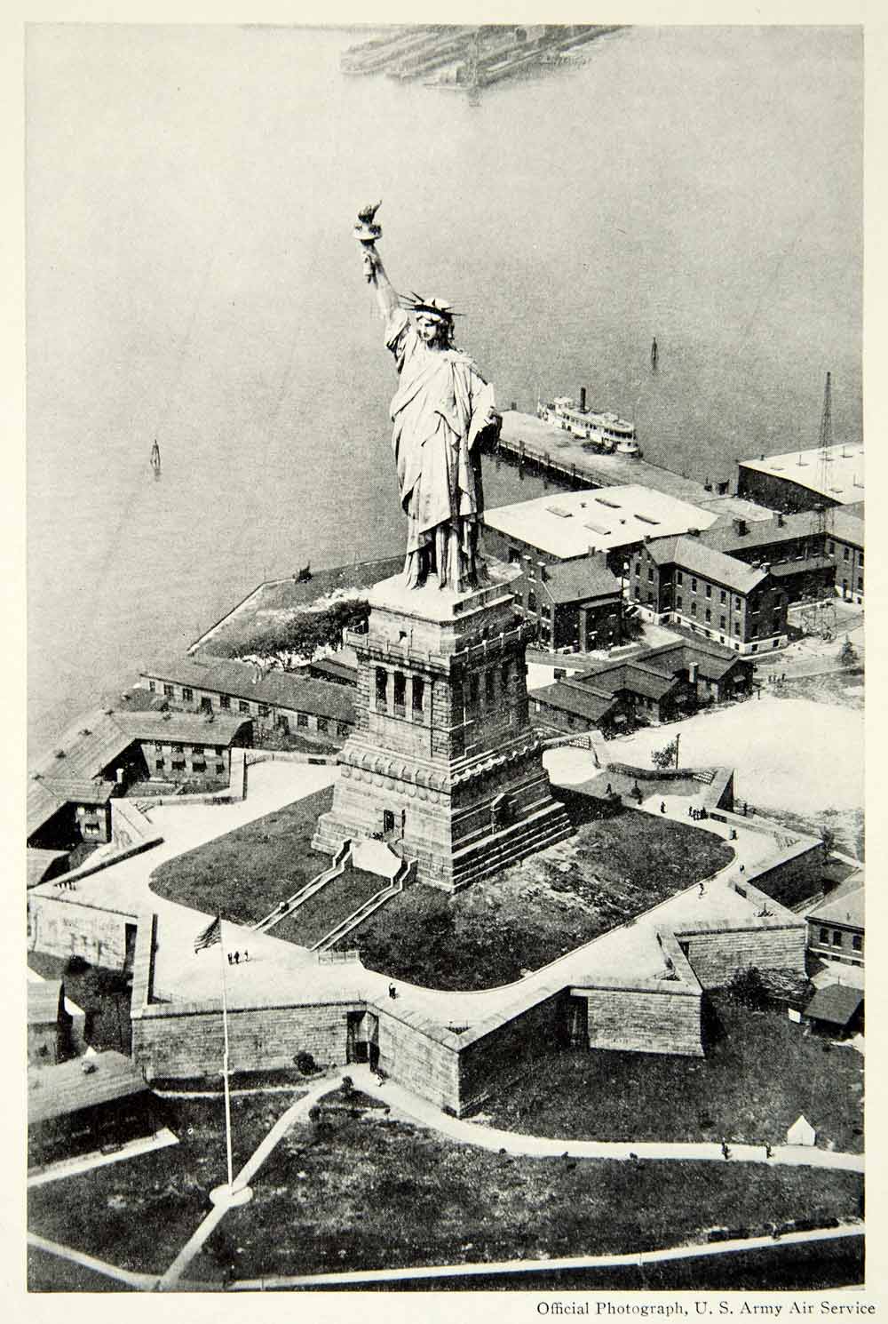 1924 Print Statue Liberty New York Harbor Aerial View Historical Image NGM9