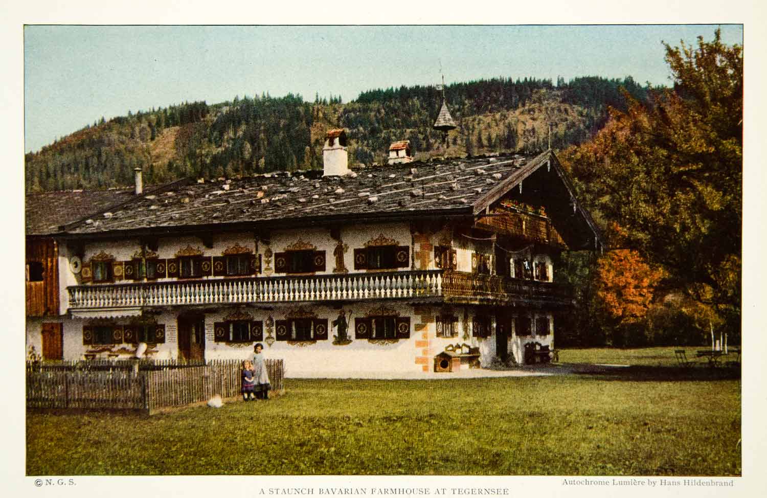 1926 Color Print Bavarian Farmhouse Architecture Germany Tegernsee Image NGM9