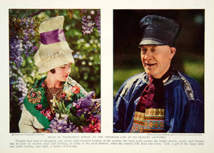 1932 Color Print Normandy France Peasant Costume Fashion Garb Historical NGM9
