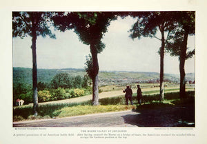 1929 Color Print Battlefield Marne Valley World War I Landscape Historical NGM9