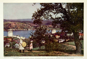 1929 Color Print Rumeli Hissar Bosporus Straight Castle Fortress Historical NGM9