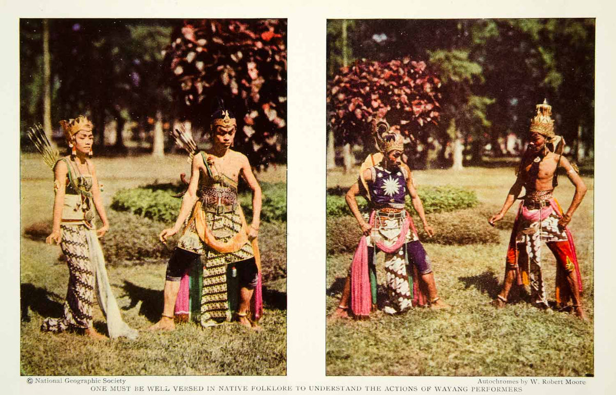 1929 Color Print Wayang Performers Java Indonesia Island Historical Im ...
