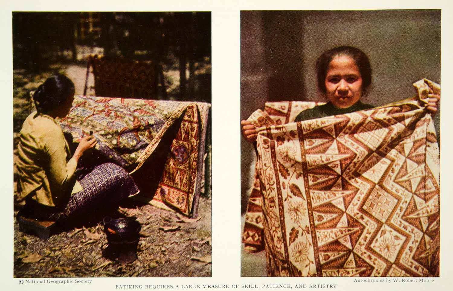 1929 Color Print Batik Java Art Textiles Fabric Wax Dye Historical Image NGM9