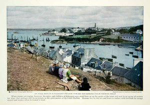 1929 Color Print Douarnenez Treboul Hills France Historical Image Cityscape NGM9