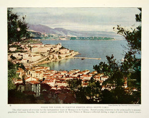 1924 Color Print Monte Carlo Mediterranean Sea Cityscape Historical Image NGM9
