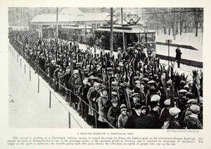 1924 Print Oslo Norway Christiania Bergen Railway Station Skiers Norwegian NGMA1