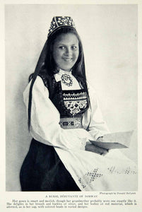 1924 Print Fashion Norway Norwegian Traditional Costume Portrait Dress –  Period Paper Historic Art LLC