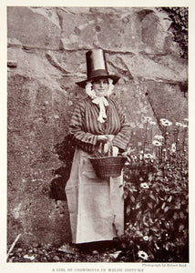 traditional welsh dress 1923 Print Snowdonia Wales Girl Traditional Costume Welsh Hat Dress NG – Period Paper Historic Art LLC