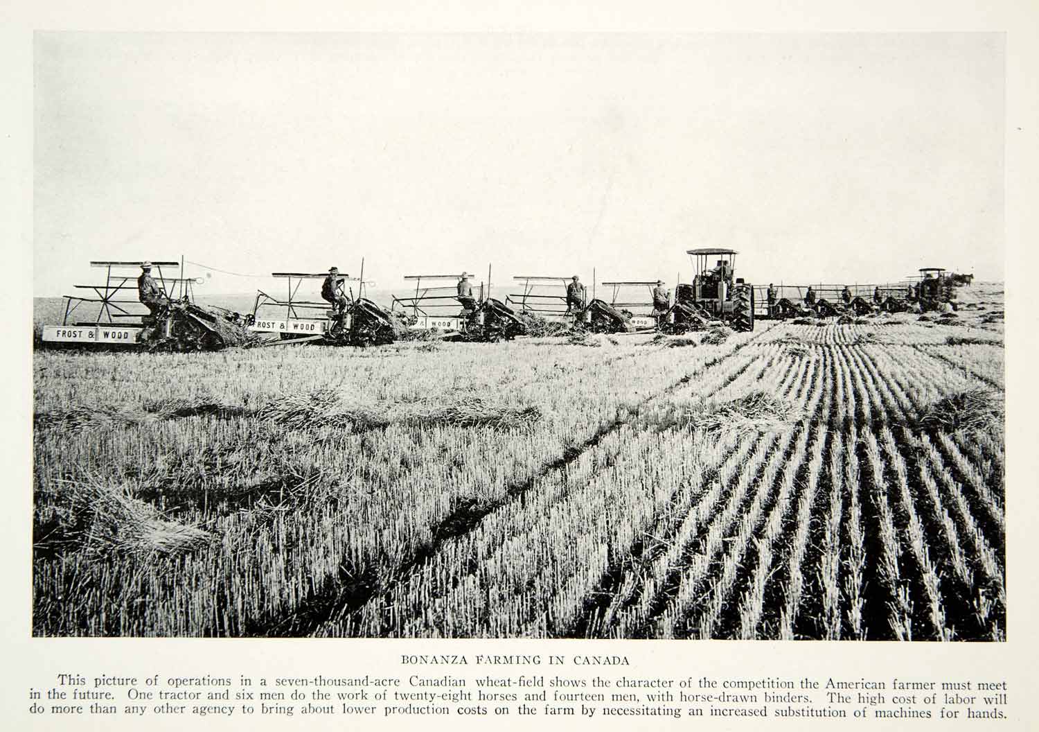 1923 Print Canadian Farmers Wheat Harvest Mechanization Tractors Combine NGMA1