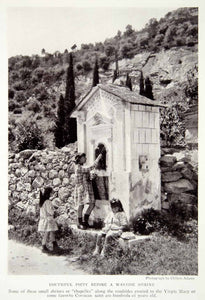 1923 Print Corsica Island Children Roadside Shrine Chapelles Mediterranean NGMA1