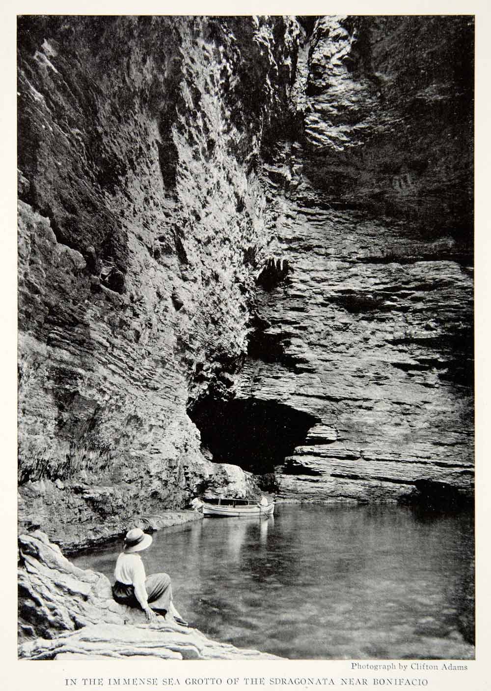 1923 Print Corsica Mediterranean Sea Bonifacio Sdragonata Grotto Rock NGMA1