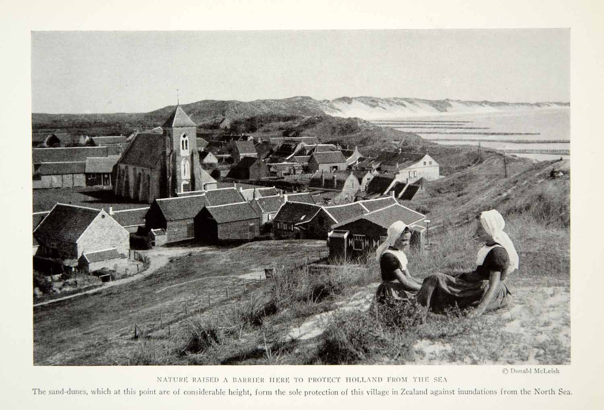 1923 Print Zeeland Sand Dune Holland Netherlands Village Traditional F ...
