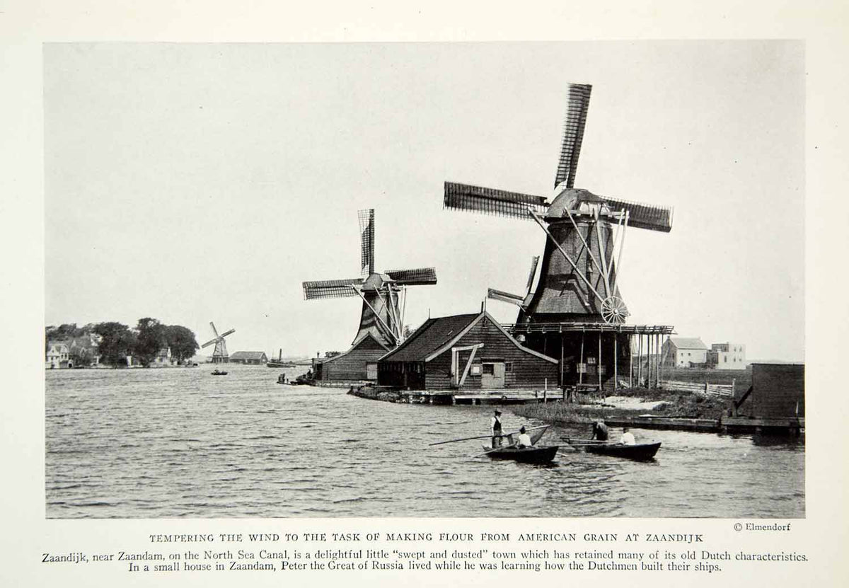 1923 Print Dutch Windmill Zaandijk Zaandam Holland Netherlands