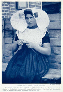 1923 Print Dutch Woman Traditional Costume Zeeland Folk Dress Headdress NGMA1
