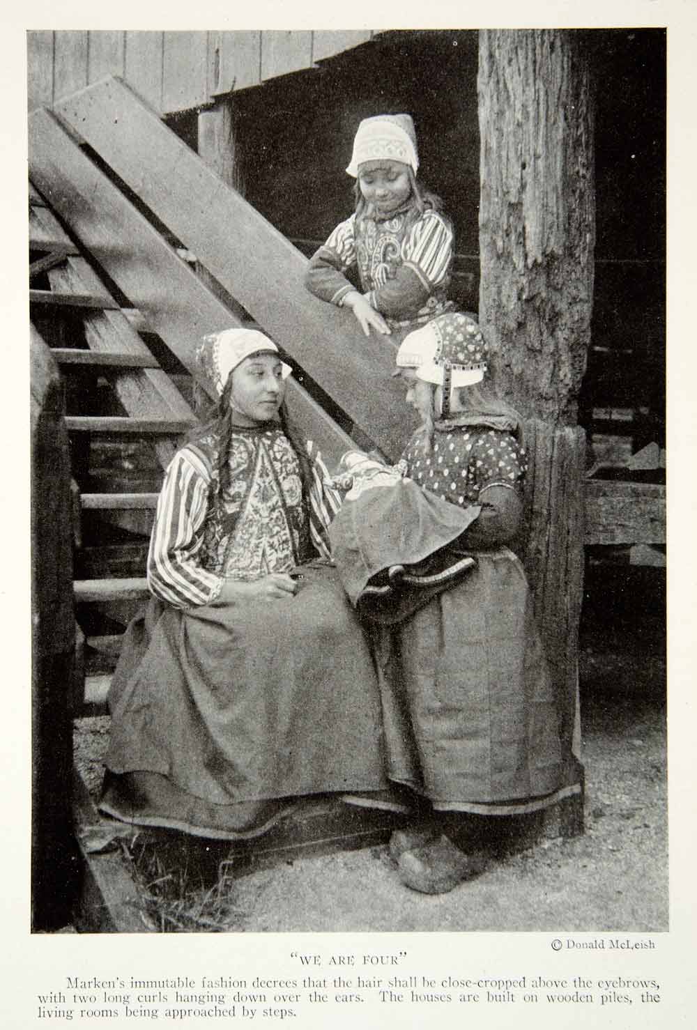 1923 Print Marken Dutch Traditional Costume Cap Hat Dress Historical NGMA1 1923 Print Marken Dutch Traditional Costume Cap Hat Dress Historical NGMA1
