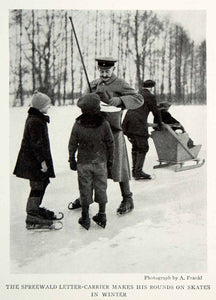 1923 Print Mail Carrier Spreewald Germany Ice Skates Historical Image NGMA1